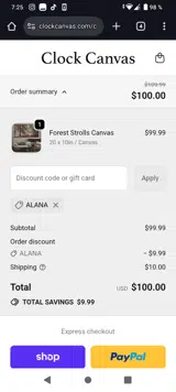 ALANA coupon verification screenshot