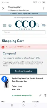 VETS15 coupon verification screenshot