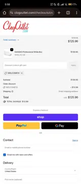 WELCOME10 coupon verification screenshot