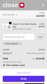 BACLOSERG10 coupon verification screenshot