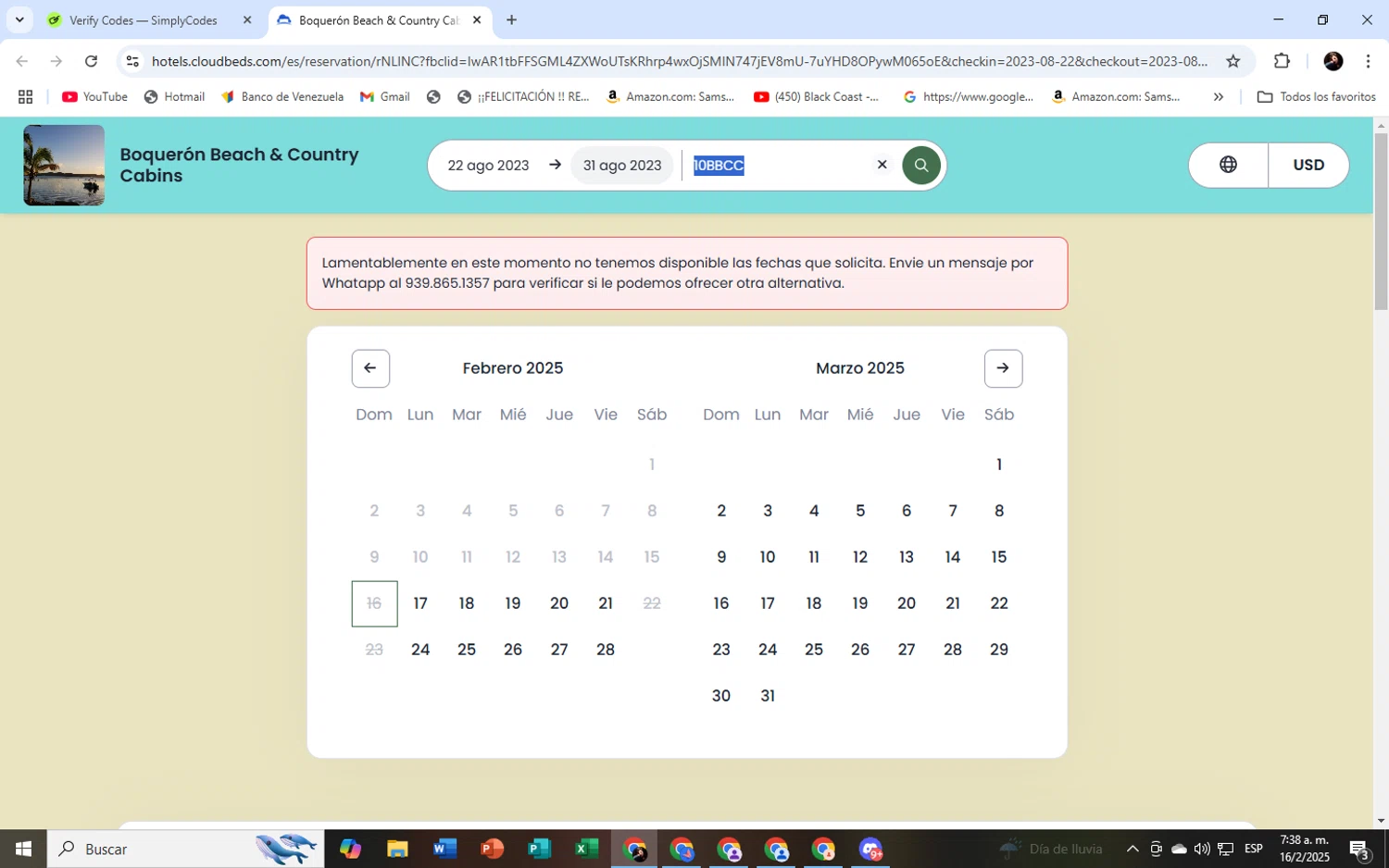 Cloudbeds promo code screenshot showing code 10bbcc applied at Cloudbeds checkout page. Uploaded by SimplyCodes community member WiseScholar9036 on Feb 16, 2025