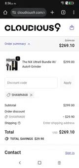 Cloudious9 coupon verification screenshot
