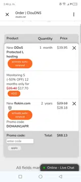 DOMAIN1APR coupon verification screenshot
