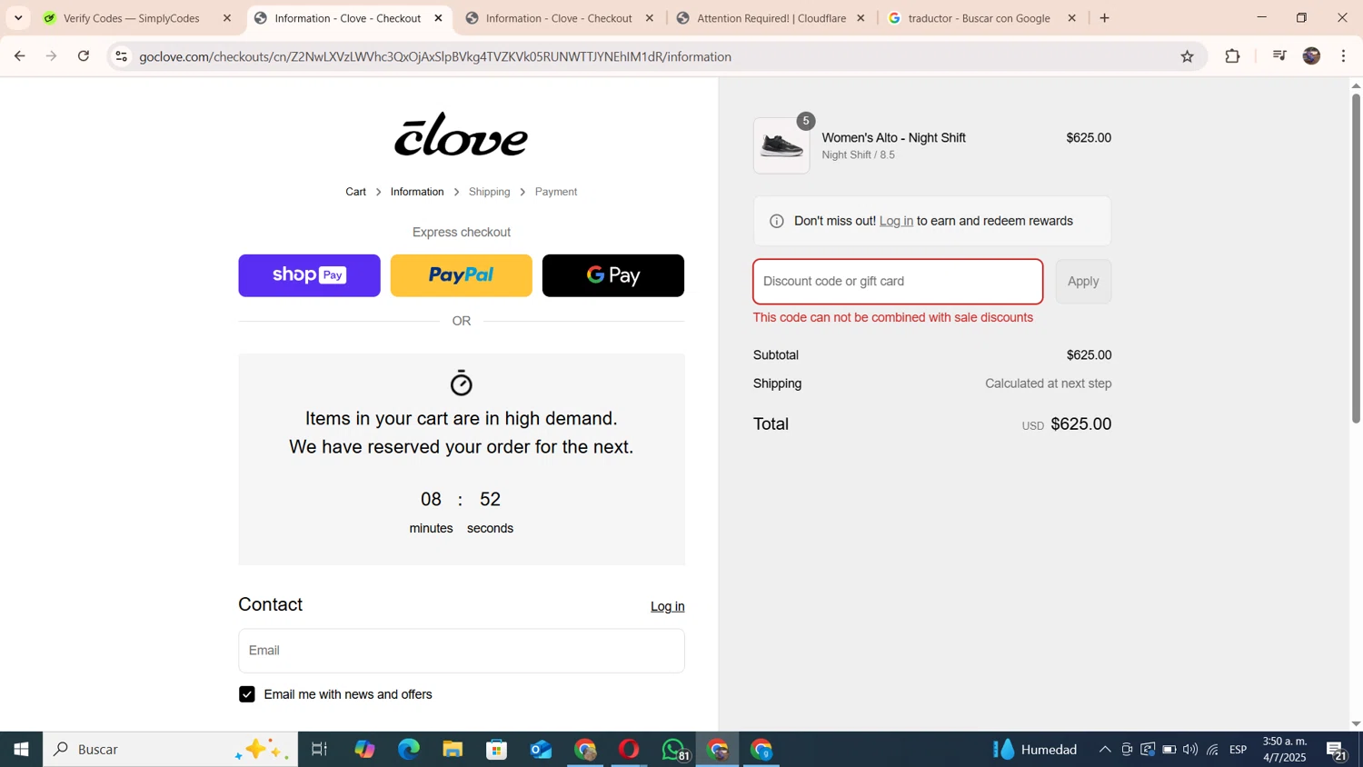 Clove discount code screenshot showing code ADDSOCKSFREE applied at Clove checkout page. Uploaded by SimplyCodes community member andresito16 on Jul 4, 2025