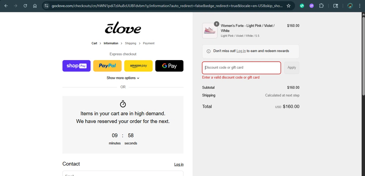 Clove discount code screenshot showing code CLOVESARAH applied at Clove checkout page. Uploaded by SimplyCodes community member xAngel on Aug 15, 2025