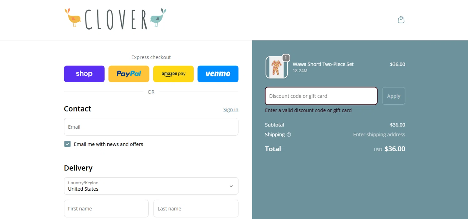 Clover Baby & Kids promo code screenshot showing code HONESTCRAVINGS applied at Clover Baby & Kids checkout page. Uploaded by SimplyCodes community member CashAce9852 on Dec 6, 2025