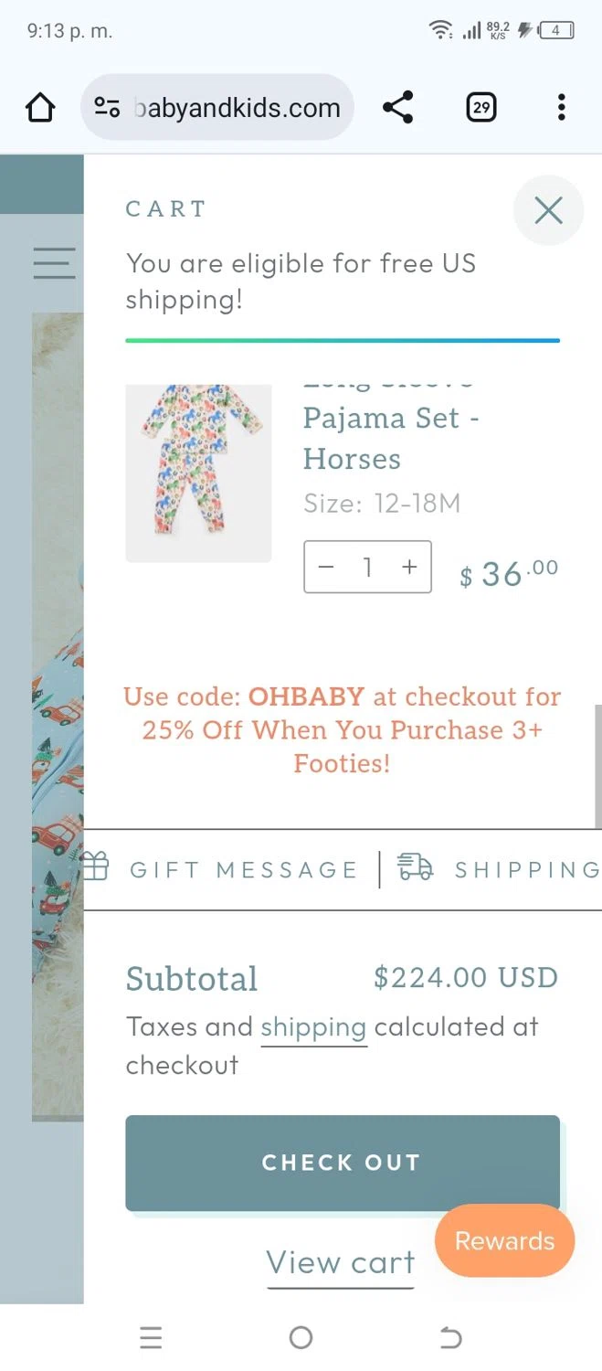 Clover Baby & Kids promo code screenshot showing code OHBABY applied at Clover Baby & Kids checkout page. Uploaded by SimplyCodes community member crischidy25 on Dec 7, 2025
