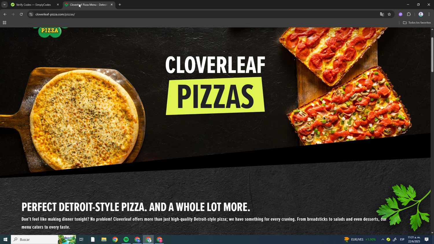 Cloverleaf Pizza coupon code screenshot showing code 2L2T applied at Cloverleaf Pizza checkout page. Uploaded by SimplyCodes community member SmartWizard8062 on Jun 22, 2025