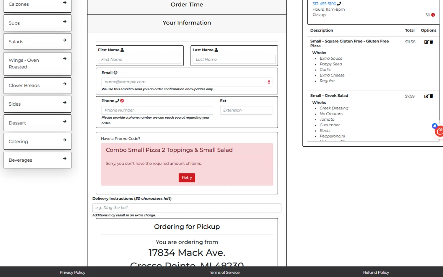 Cloverleaf Pizza coupon code screenshot showing code SPS applied at Cloverleaf Pizza checkout page. Uploaded by SimplyCodes community member SaleGuardian5536 on Oct 9, 2025