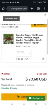 DENNY coupon verification screenshot