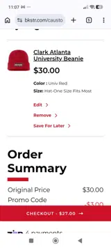 Clovis Community College Bulls coupon verification screenshot