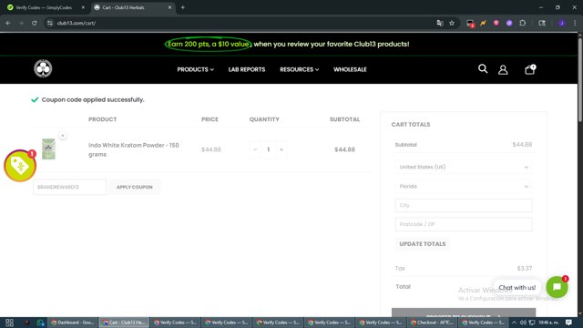 Club13 checkout page showing Club13 coupon code box | Screenshot taken by SimplyCodes community member on Jul 21, 2025