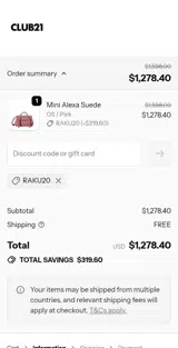 RAKU20 coupon verification screenshot