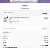 Club21 coupon verification screenshot