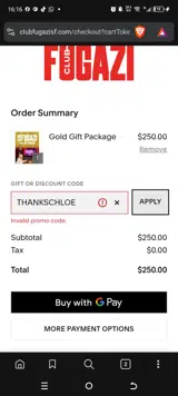 THANKSCHLOE coupon verification screenshot
