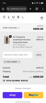 WELCOME15 coupon verification screenshot
