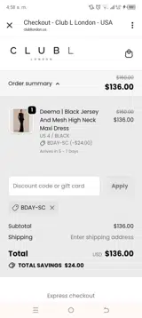 BDAY-SC coupon verification screenshot