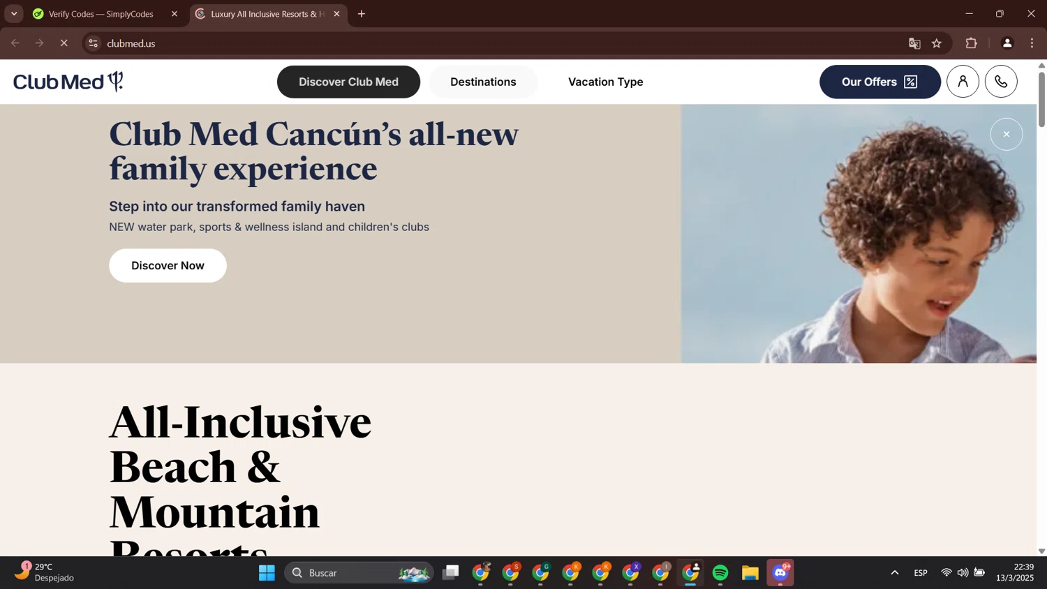 Club Med promo code screenshot showing code SPOOKY applied at Club Med checkout page. Uploaded by SimplyCodes community member alejandrobermudez on Mar 14, 2025