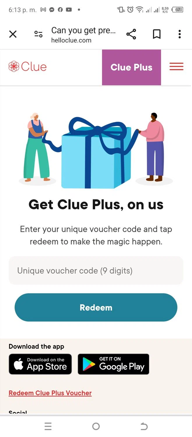 Clue Period checkout page showing Clue Period promo code box | Screenshot taken by SimplyCodes community member on Feb 29, 2024