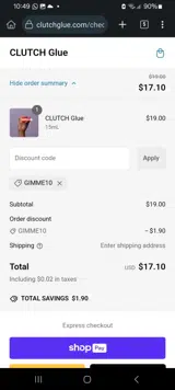 GIMME10 coupon verification screenshot