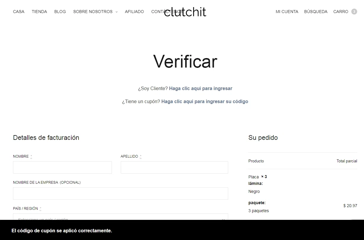 ClutchIt checkout page showing ClutchIt promo code box | Screenshot taken by SimplyCodes community member on Jul 30, 2021