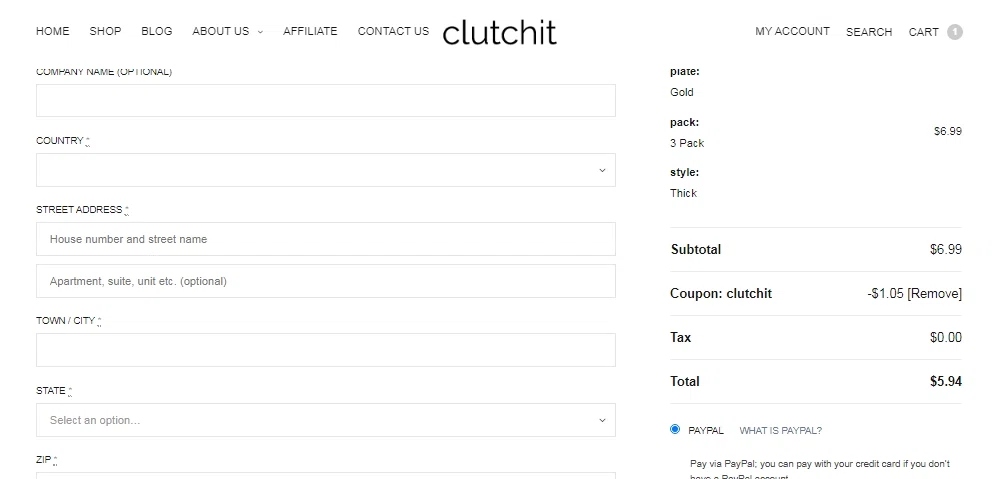 ClutchIt checkout page showing ClutchIt promo code box | Screenshot taken by SimplyCodes community member on Aug 23, 2020