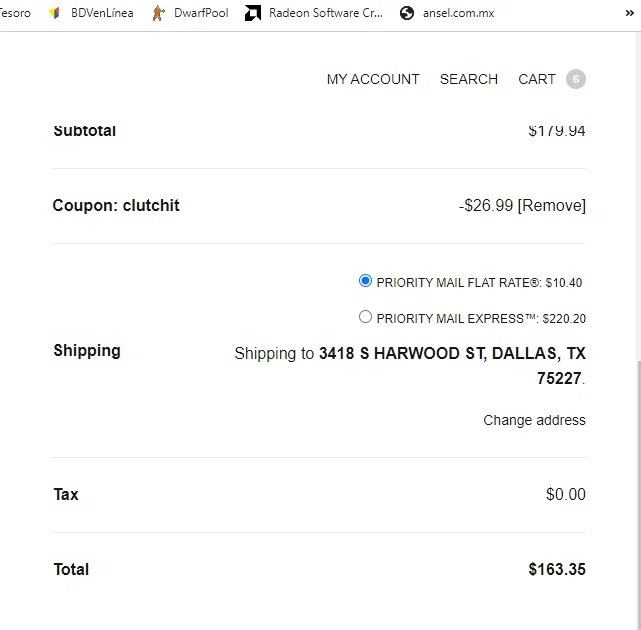 ClutchIt checkout page showing ClutchIt promo code box | Screenshot taken by SimplyCodes community member on Oct 5, 2022
