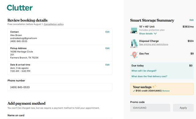 Clutter checkout page showing Clutter promo code box | Screenshot taken by SimplyCodes community member on Jul 29, 2025