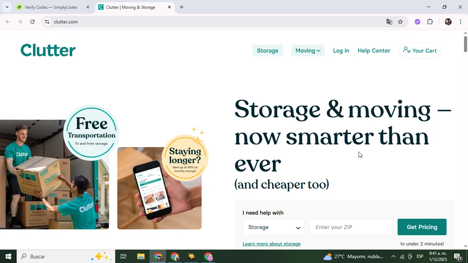 Clutter promo code screenshot showing code WCDRWR applied at Clutter checkout page. Uploaded by SimplyCodes community member Junniorduno on Dec 1, 2025