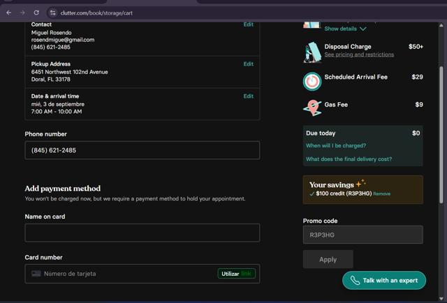 Clutter checkout page showing Clutter promo code box | Screenshot taken by SimplyCodes community member on Aug 14, 2025