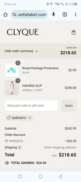 Saraw10 coupon verification screenshot