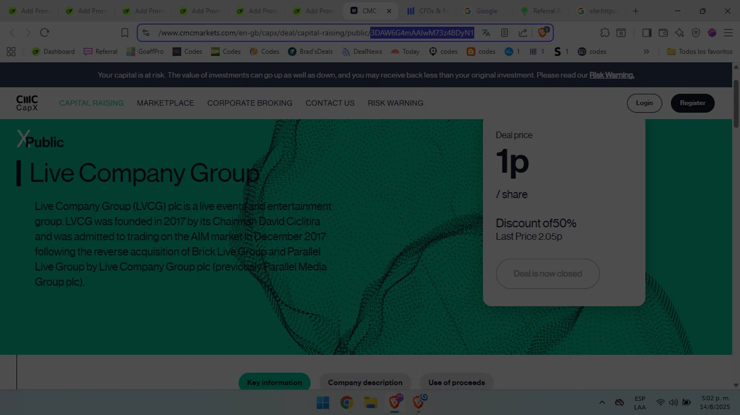 CMC Markets promo code screenshot showing code 3DAW6G4mAAIwM73z4BDyN1 applied at CMC Markets checkout page. Uploaded by SimplyCodes community member BabaYaga on Aug 15, 2025