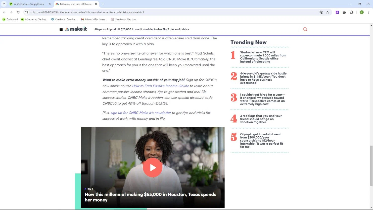 CNBC checkout page showing CNBC promo code box | Screenshot taken by SimplyCodes community member on Aug 22, 2024