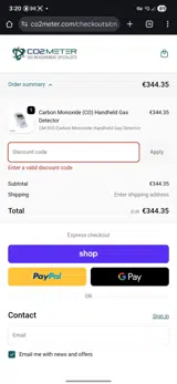 CO2 Meter coupon verification screenshot