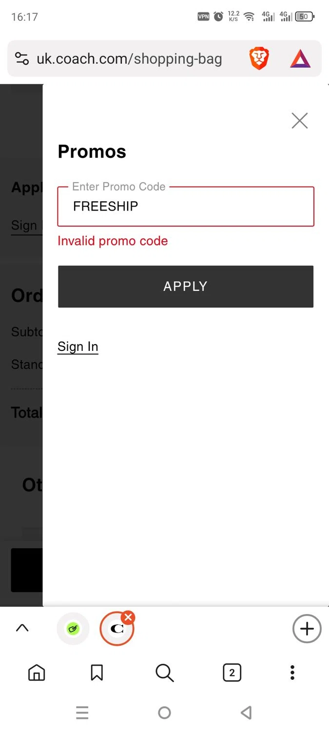 Coach Outlet promo code screenshot showing code FREESHIP applied at Coach Outlet checkout page. Uploaded by SimplyCodes community member dayselis15 on Aug 19, 2025