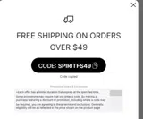 SPIRITFS49 coupon verification screenshot