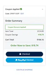 SPIRIT15OFF coupon verification screenshot