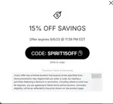 SPIRIT15OFF coupon verification screenshot
