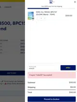 Coastal Peptides coupon verification screenshot