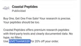 Coastal Peptides coupon verification screenshot