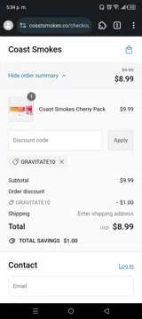 Gravitate10 coupon verification screenshot