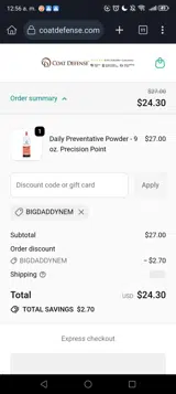 BIGDADDYNEM coupon verification screenshot