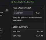 NHL50FREE coupon verification screenshot