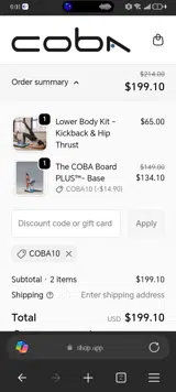 COBA10 coupon verification screenshot