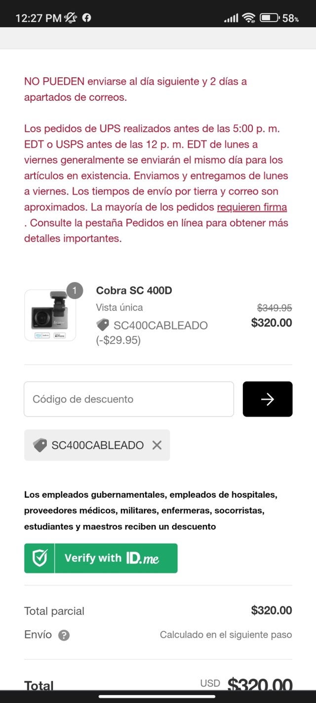 Cobra checkout page showing Cobra discount code box | Screenshot taken by SimplyCodes community member on Jun 6, 2023