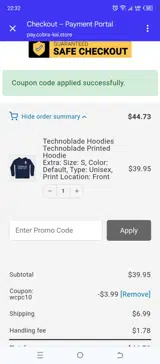 WCPC10 coupon verification screenshot