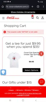 Coca-Cola coupon verification screenshot