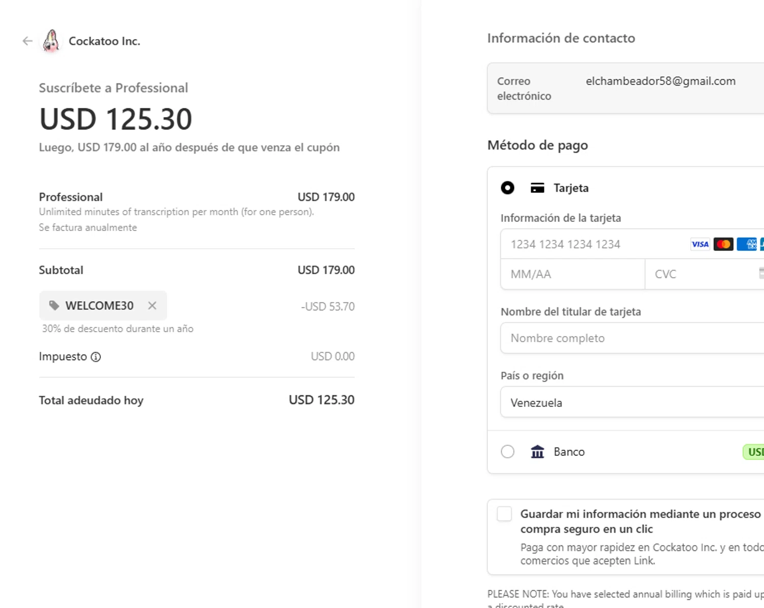 Cockatoo checkout page showing Cockatoo promo code box | Screenshot taken by SimplyCodes community member on Nov 28, 2024