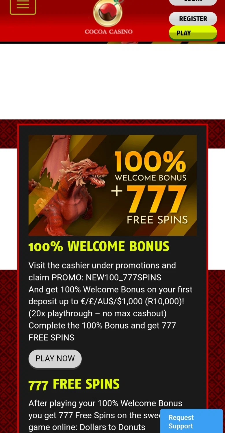 Cocoa Casino checkout page showing Cocoa Casino promo code box | Screenshot taken by SimplyCodes community member on Apr 20, 2022