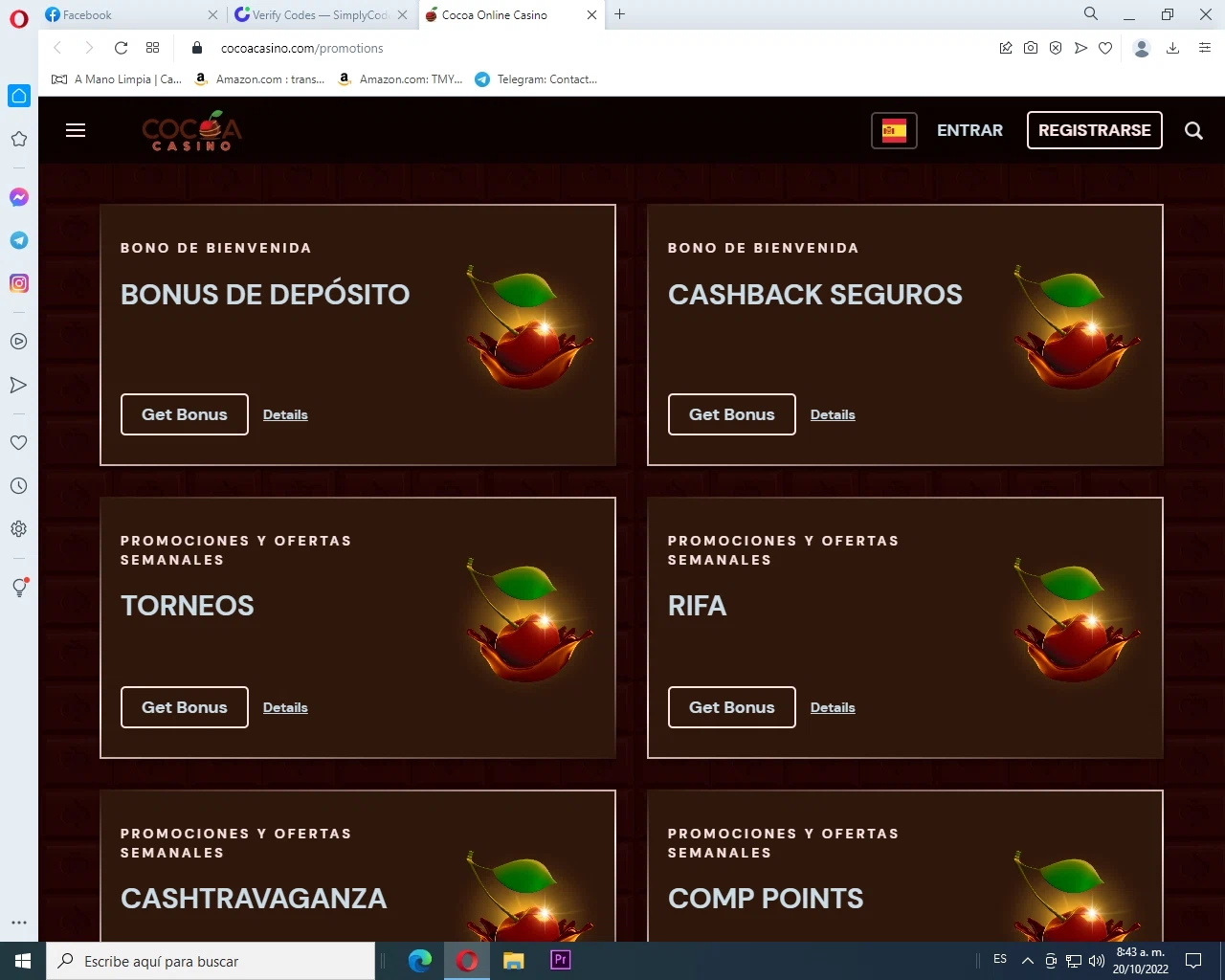 Cocoa Casino checkout page showing Cocoa Casino promo code box | Screenshot taken by SimplyCodes community member on Oct 20, 2022